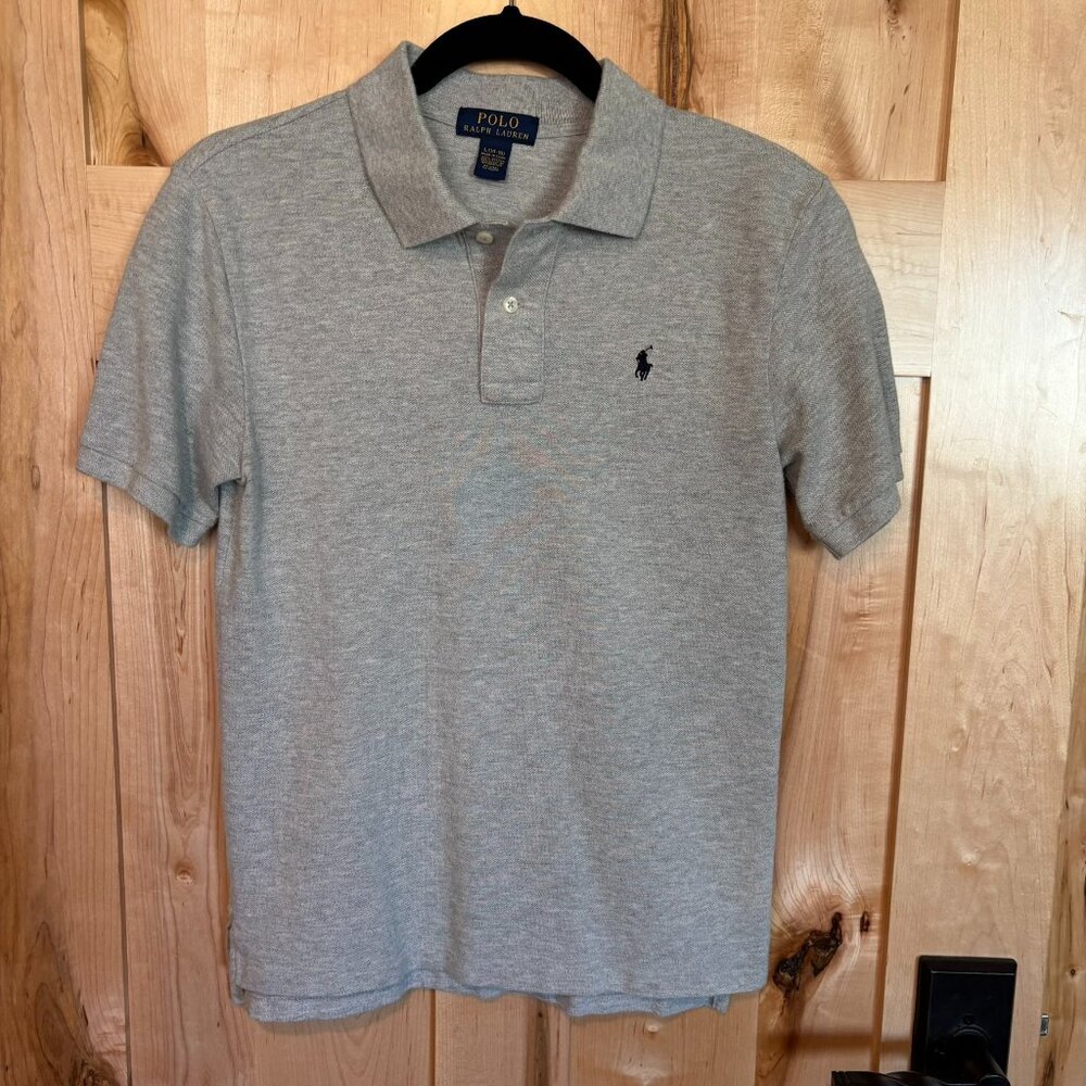 Polo Ralph Lauren Polo Shirt L 14/16 Light Gray 100% Cotton Short Sleeved